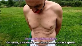 French Ebony Domme Drowns Caged White Slave in Piss Gush Garden