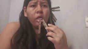 Wooden Clothespin Face Pain Challenge