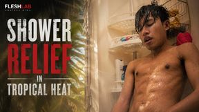 Slim Pinoy Twink Jerks Off Under Running Shower, Unloads Hard