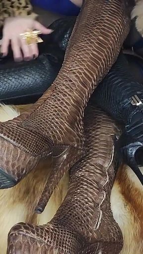Two Gorgeous Girls Try on Expensive Fur Coats and Boots