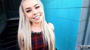 Kinky blonde gets rough fuck at casting