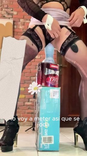 Super Hot Tranny Benito414 Rides a Huge Blue Dildo
