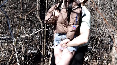 Caught and roughly fucked a young whore in the forest