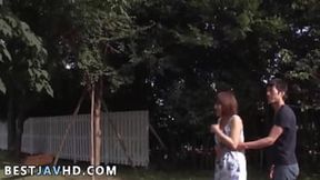 Japanese teen Yuuka Kaede gives outdoor blowjob and gets banged intense