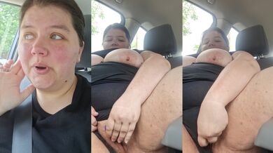 Thick thighs squeeze my car seat while public vibrator gets me off