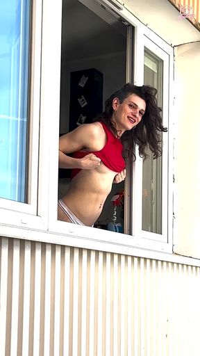 I love to teasing you from my window