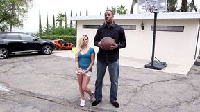 Petite blonde and tall black man are going to have XXX fun after basketball