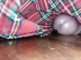 Sexy Crossdresser In Plaid Skirt Humps The Floor Until There Is No Greater amount Cum