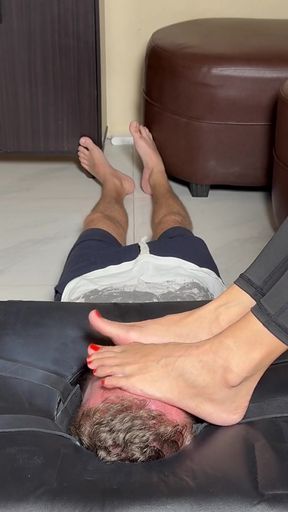 Asian Foot Domination of Human Footstool