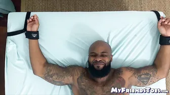 Muscular Black Hunk Dallas Bound and Tickled on the Table