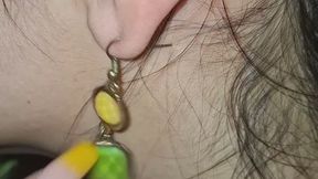 Shiny Earrings Close-Up"