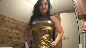 bathroom toilet fetish. lace robe dirty talk and shiny dress pee close up