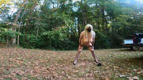 Big fake tits female body suit crossdresser BTS in lingerie