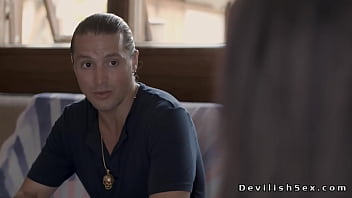 Husband fucks floppy tits wife