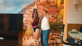 THE FLIRT WITH THE SUITCASE LADY - PART 2 - DO YOU WANT TO SPANK ME? - Mia Light Tied Up To The Floor, Gagged With Harness Gag, Collared, Spanked, Flogged, Petted And Struggles - HD 1080 MP4