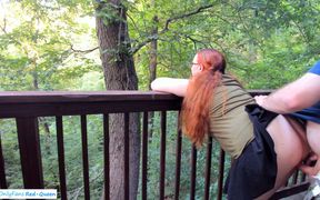 Sneaking Risky Public Trail Sex with a Redhead with Pigtails