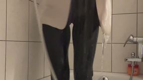 Blazer Outfit with Black Pans shiny