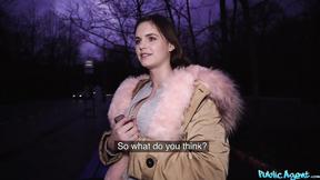 ”Naturally Buxom Czech Babe makes Money in Public”