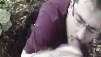 Bear cruising in public gets blowjob and swallows cum