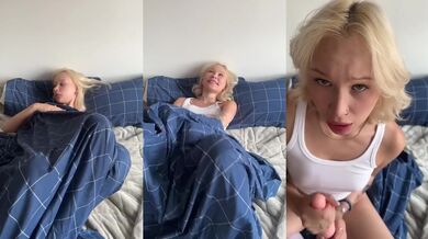 Petite Blonde College Slut Masturbates With Dildo While Flashing Shaved Pussy