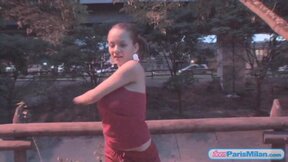 Busty teen jiggles big tits