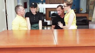 Teenage Step-Sister's First Time Facial Blowjob & Deepthroat From Dad's Friend