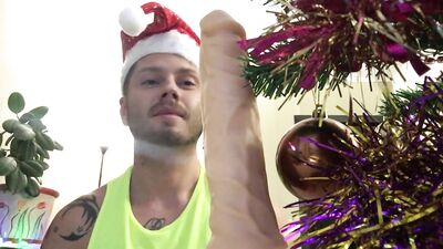 Huge Christmas Dick Gift POV blowjob from Santa. Massive cumshot