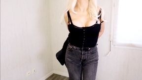 Jeans fetish ass teasing