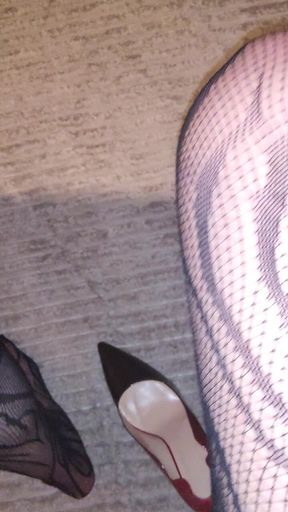 Teasing My Fishnet Stocking