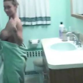 Lusty brunette with curvy body has naughty fun in bathtub