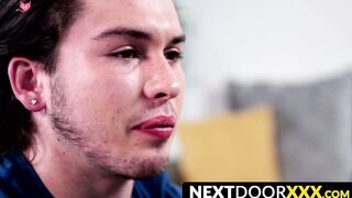 NextDoorXXX.com - Sensual young homo tugs big cock slowly until he cums in a hot solo