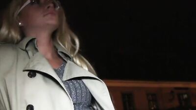 Blonde MILF agrees to fuck with stranger outside for some cash