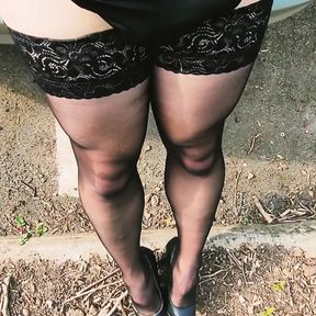 Crossdresser &ndash; long tease and cum outdoors