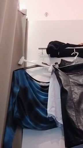 Naughty sexy milf tries on naked clothes. Latin hairy pussy tries on clothes in bed.   Clip 2