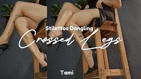 Very large legs crossed and feet dangling stiletto heels (4)