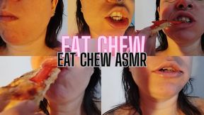 eating pizza while chewing