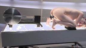 ”Brunette machine banged in pile driver”