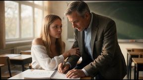 student offers her pussy to her professor in exchange for a passing grade, and he agrees to cum inside her! creampie! (ai-generated video)