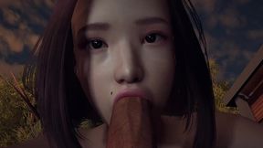 sexy asian beauty gives a blowjob in pov - 3d porn