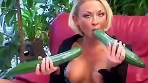 Mature Fisting Giant Cucumbers And Bottle In Pussy And