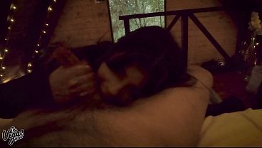 Dark Cabin POV Blowjob: I Sucked Him Deep in the Shadows, Swallowed Every Drop &amp_ Teased with My Tits | The Vegas Amateur Anniversary BJ