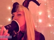 SFW ASMR - Hot Demon Girl Ear Licking, Eating, Kisses and Fluttering - PASTEL ROSIE Sexy ASMRtist