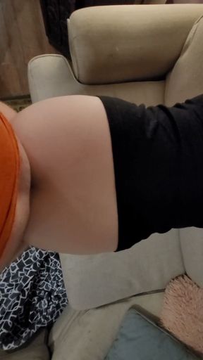 Shemale sucks Daddy's dick and gets bareback anal creampie and nuts using magic wand   Clip 1