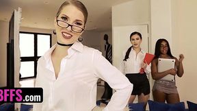 Jasmine Wilde & Octavia Red & Lily Starfire arranged a group sex in the office with a client and showed their intentions.