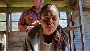 Hot milf gets fucked hard in the ass outside and shows her true face of anal