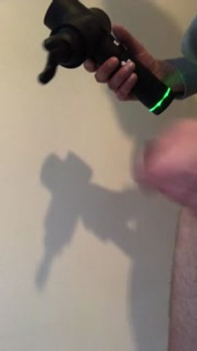 MASSAGE GUN meets my UNCUT COCK HEAD ** BALL WEIGHTS ON **