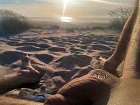 Beach sunset masturbating
