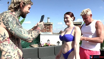 Fat ass redhead freak Apra Shay squirts after spa day