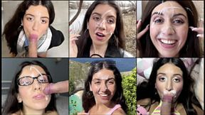 Skinny Teen Swallows Huge Cumload in Public Handjob