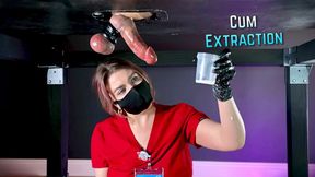 Cum Clinic Nurse Collects A Huge Sample Under Milking Table